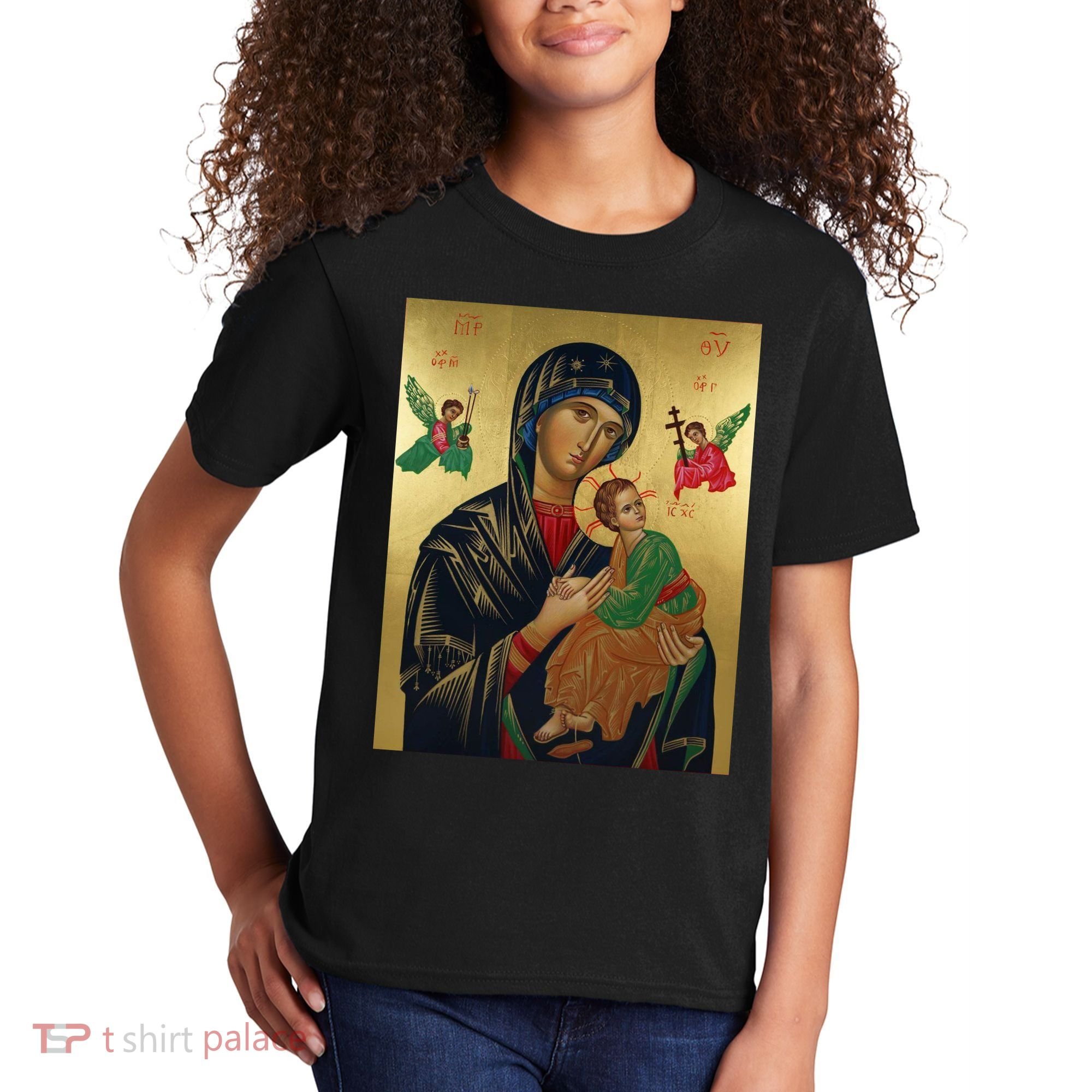 Mother Mary And Jesus Kids T-Shirt