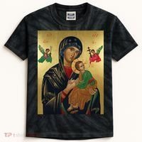 Mother Mary And Jesus Kids Tie-Dye T-Shirt thumb 0