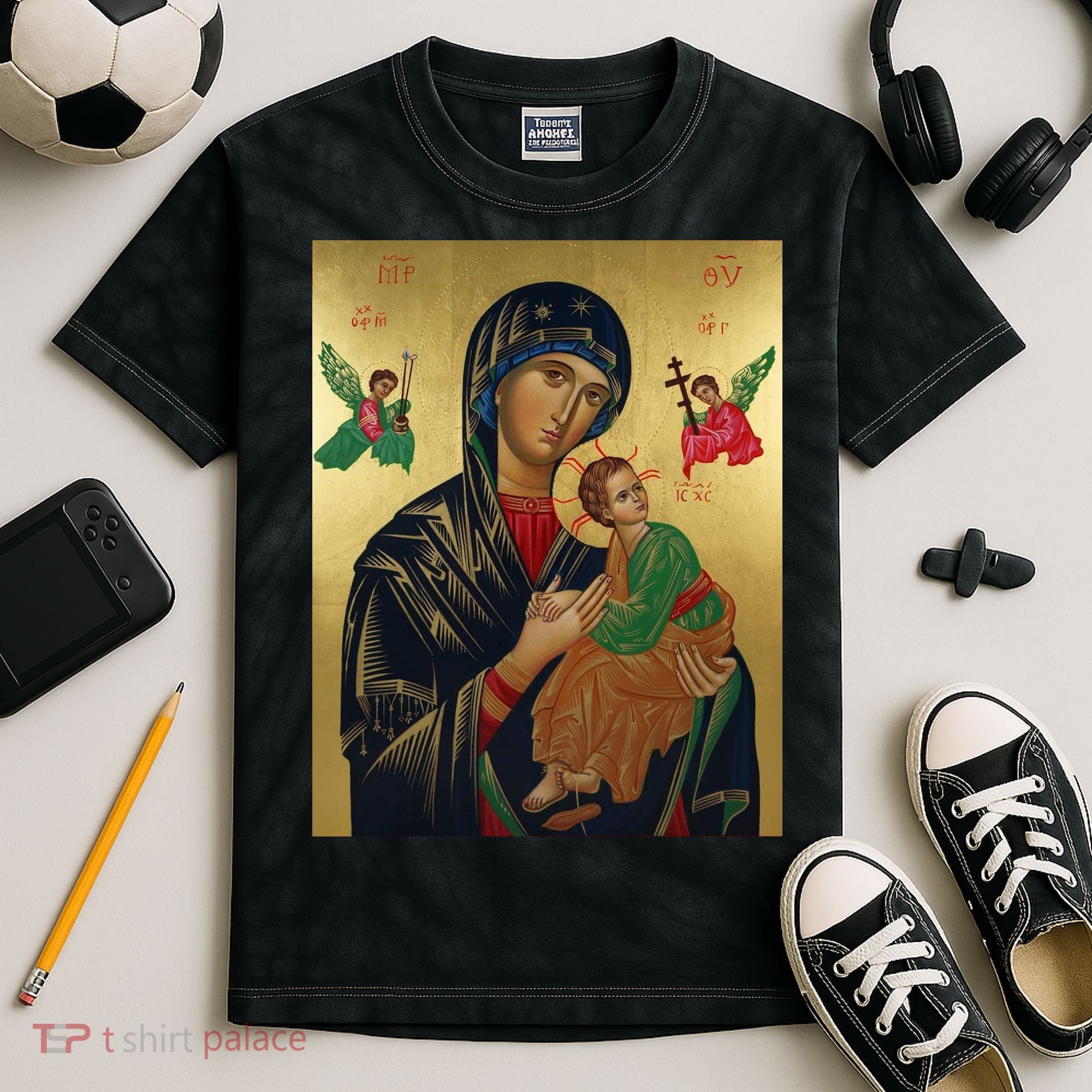 Mother Mary And Jesus Kids Tie-Dye T-Shirt