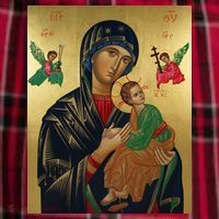 Mother Mary And Jesus Women's Flannel Plaid Pajama Pants thumb 2
