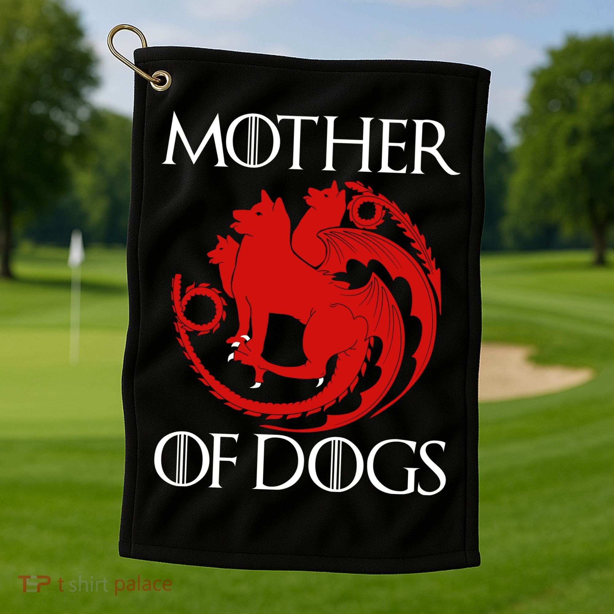 Mother Of Dogs Emblem Golf Towel