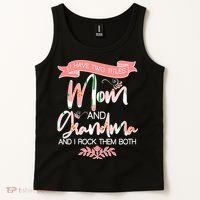 Mother's Day I Have Two Title Mom And Grandma Tank Top thumb 2