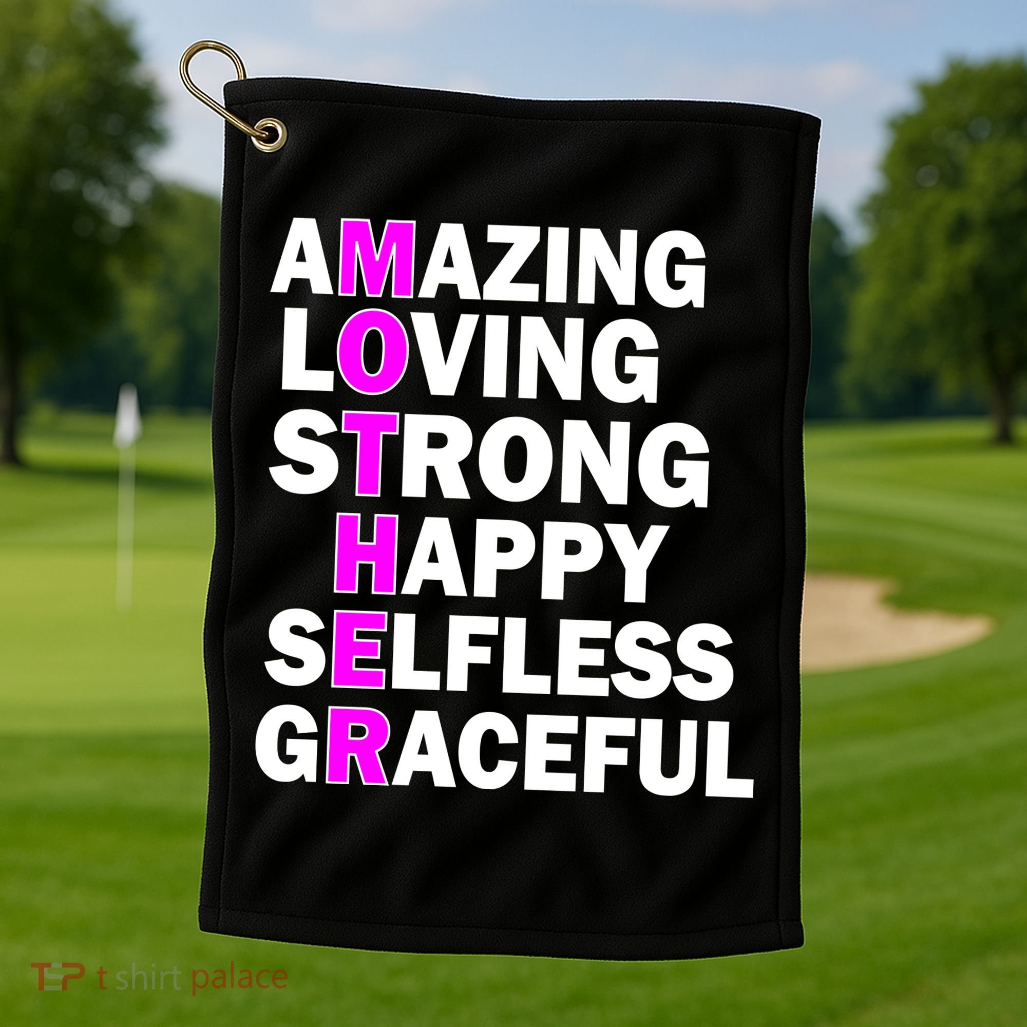 Mother's Day Quote Amazing Loving Strong Happy Golf Towel