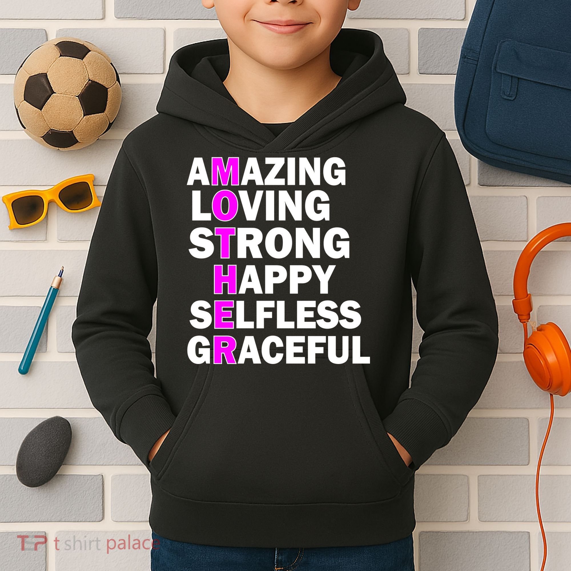 Mother's Day Quote Amazing Loving Strong Happy Kids Hoodie