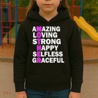 Mother's Day Quote Amazing Loving Strong Happy Kids Hoodie thumb 3