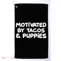 Motivated By Tacos & Puppies Golf Towel thumb 0
