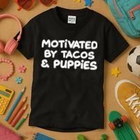 Motivated By Tacos & Puppies Kids T-Shirt thumb 3
