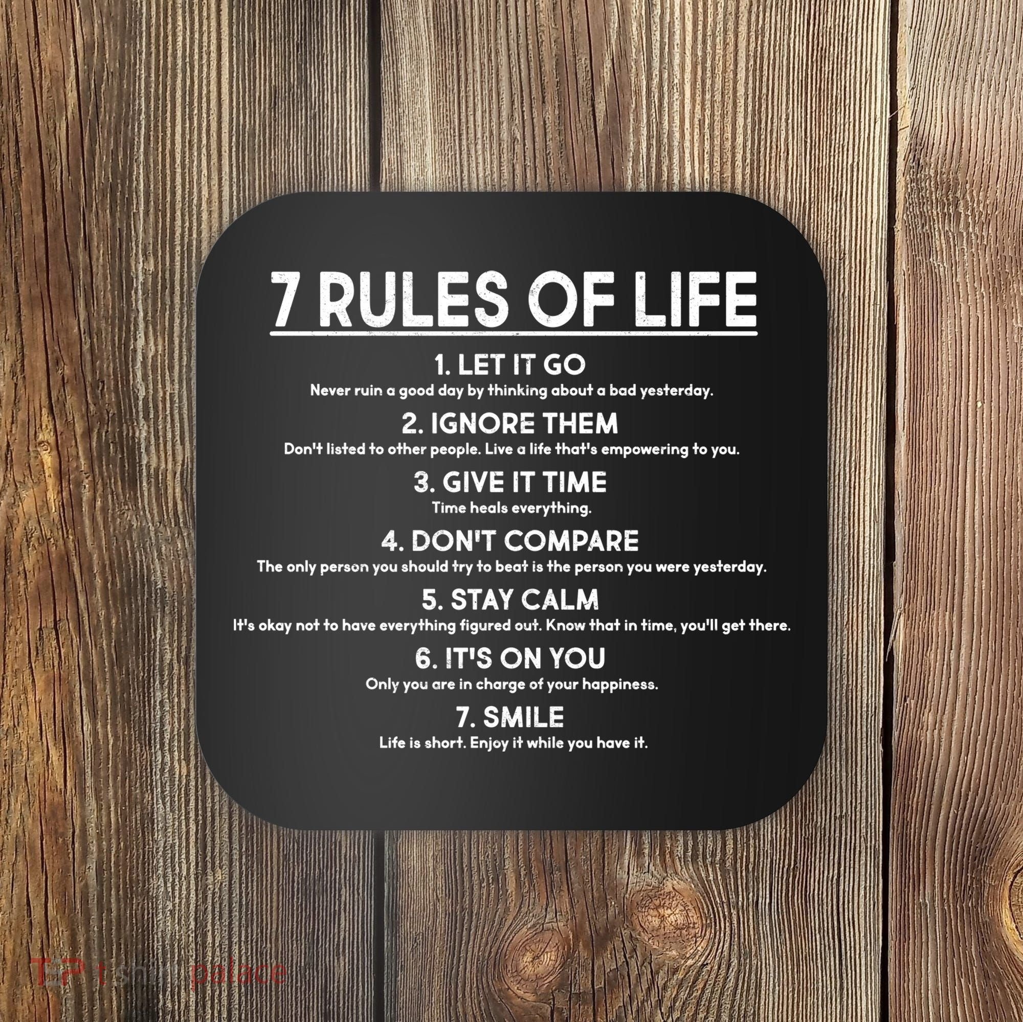 Motivational 7 Rules Of Life  Coaster