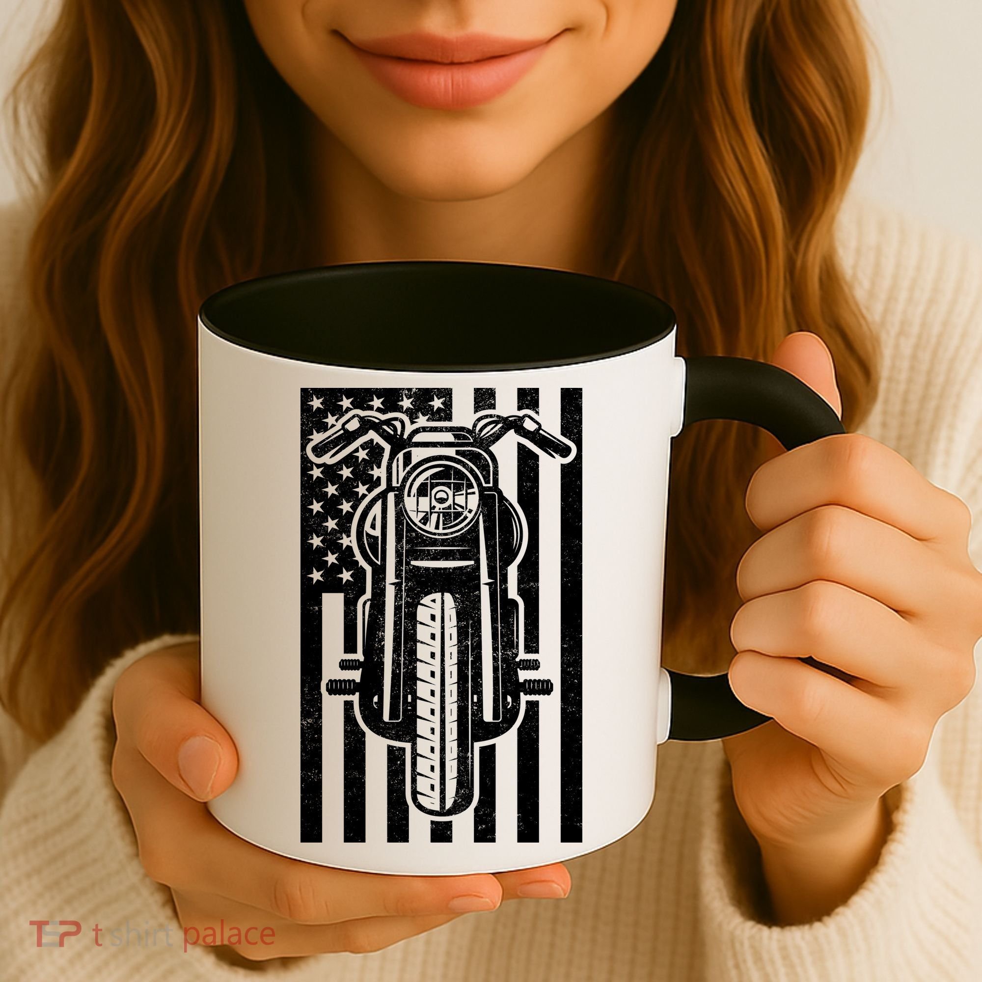 Motorcycle Biker USA Flag Coffee Mug