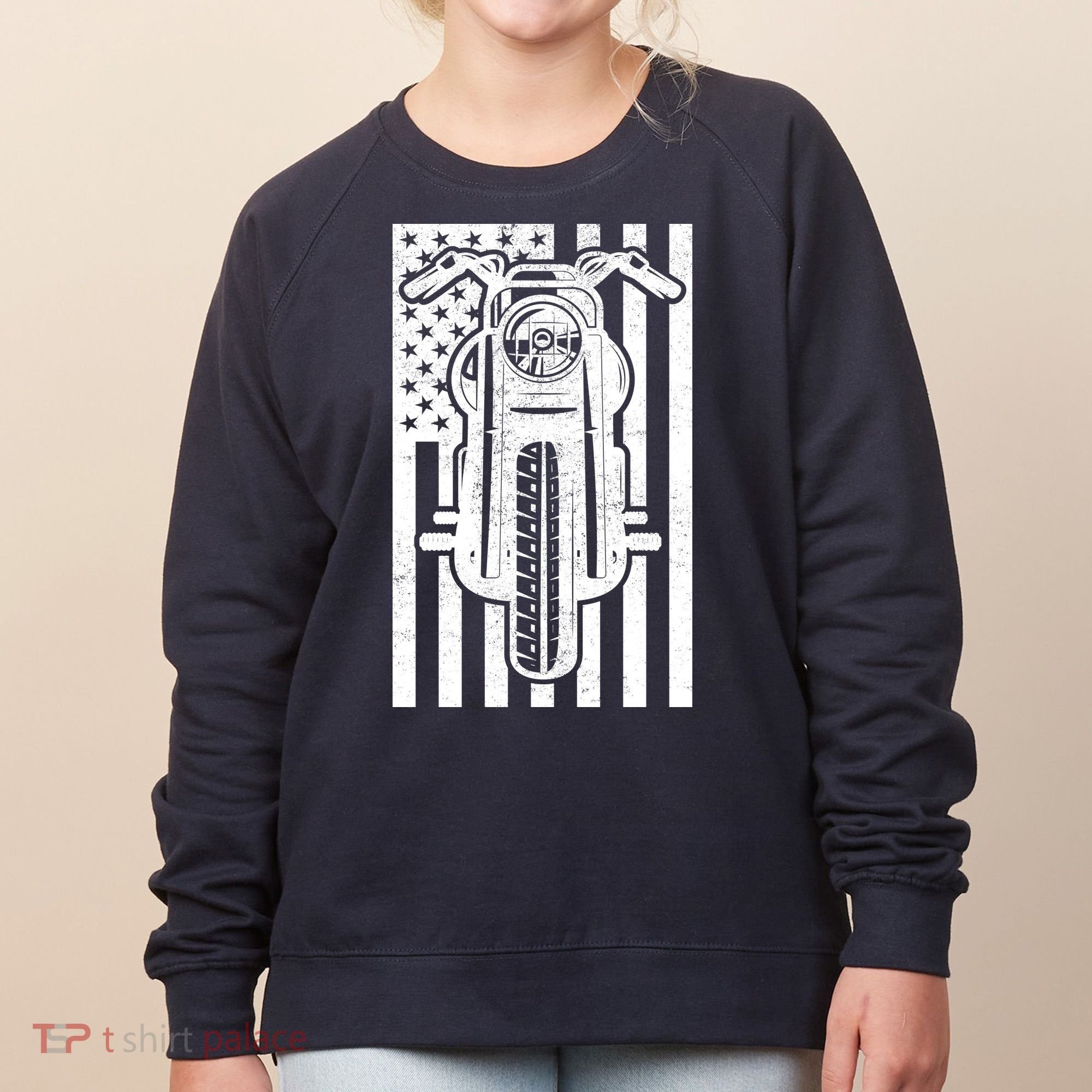 Motorcycle Biker USA Flag Women's Sweatshirt