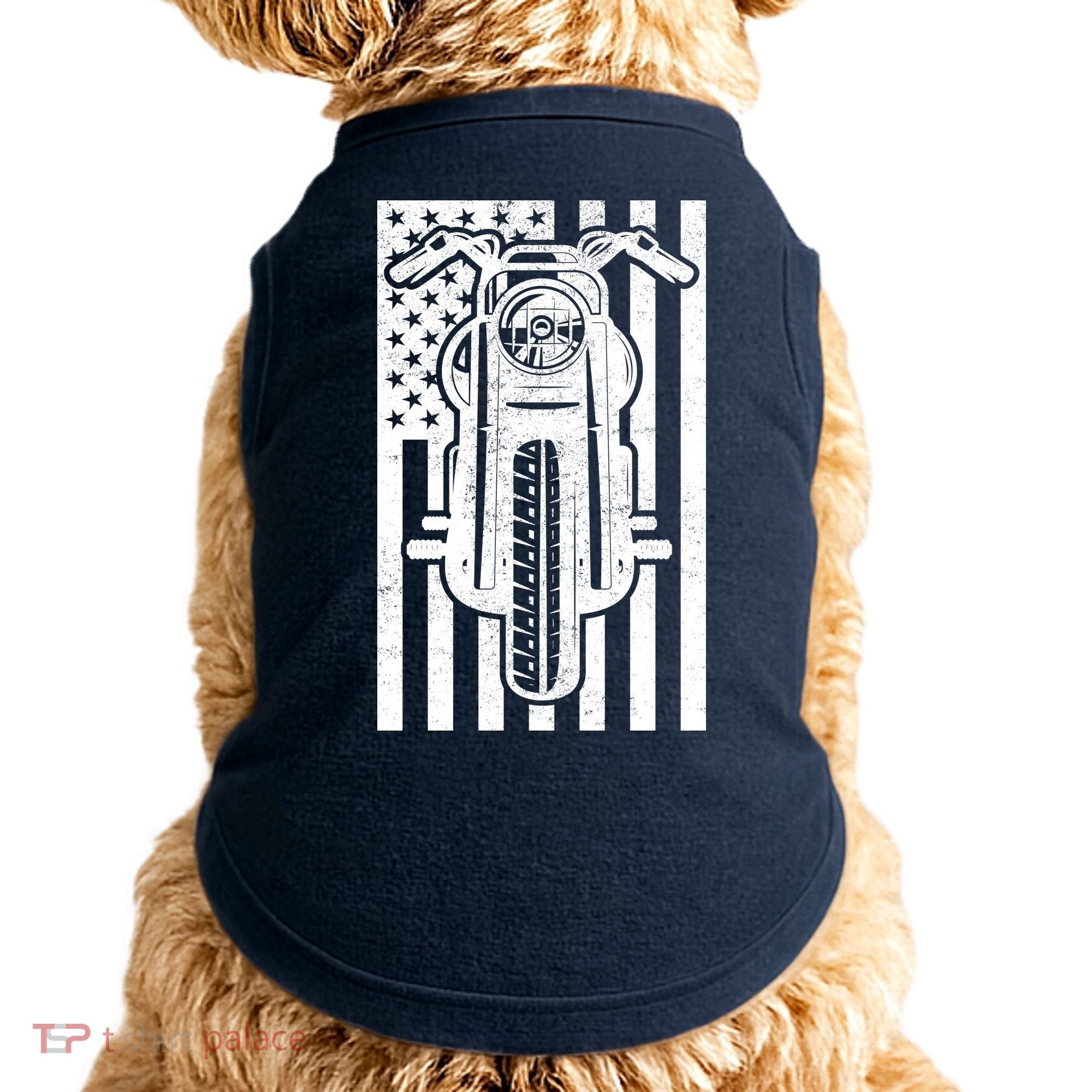 Motorcycle Biker USA Flag Doggie Tank