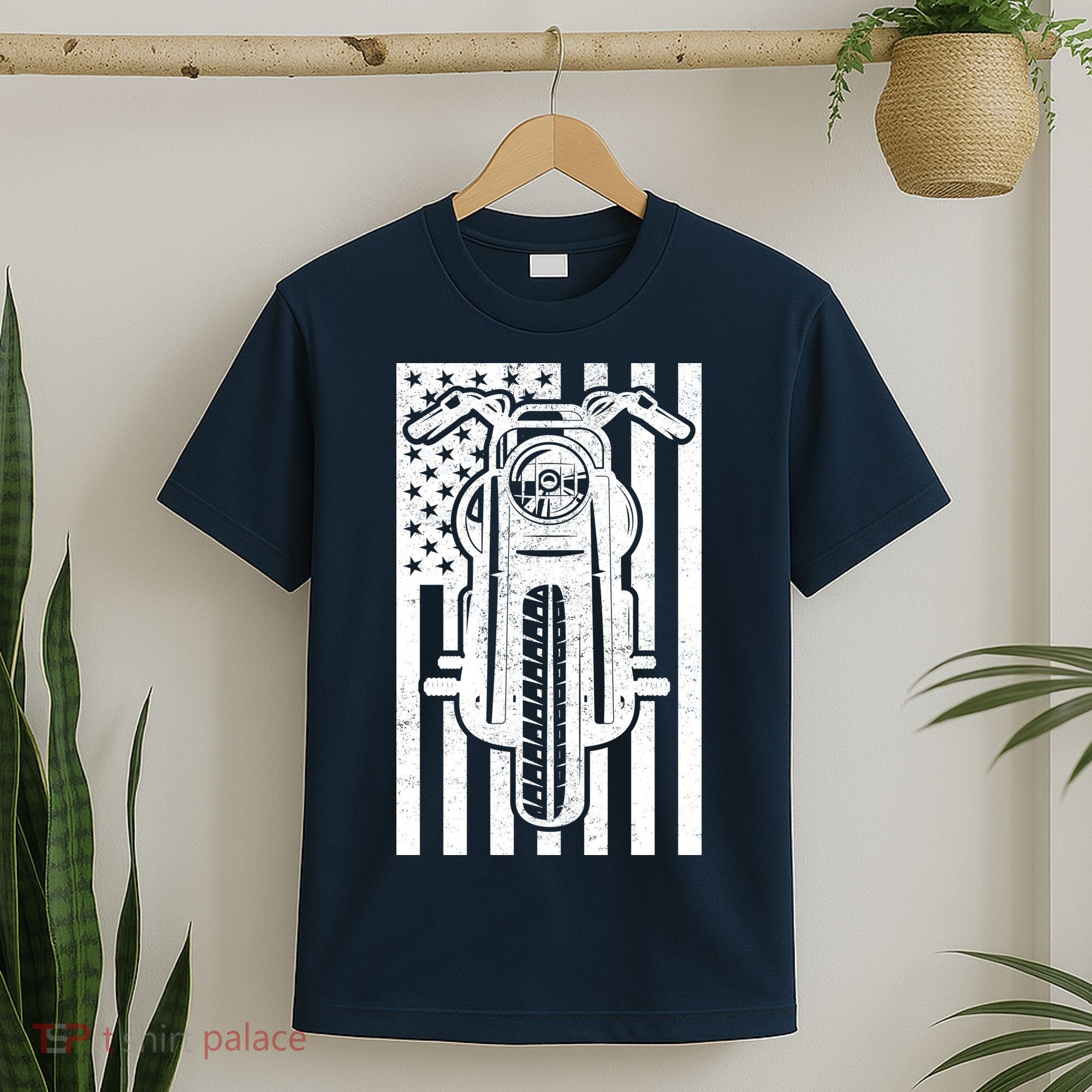 Motorcycle Biker USA Flag T-Shirt