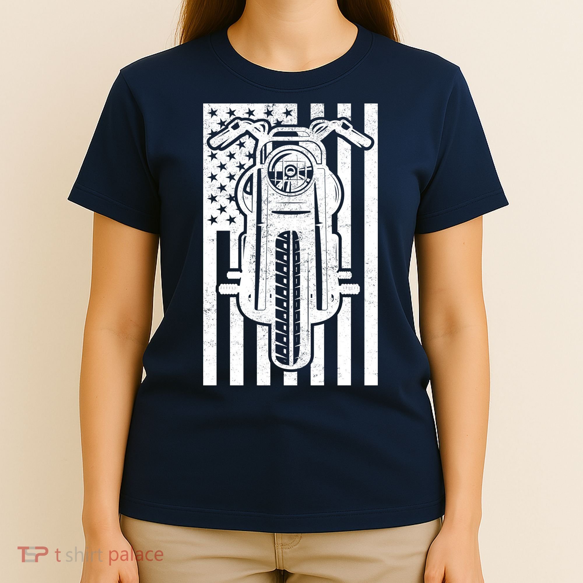 Motorcycle Biker USA Flag T-Shirt