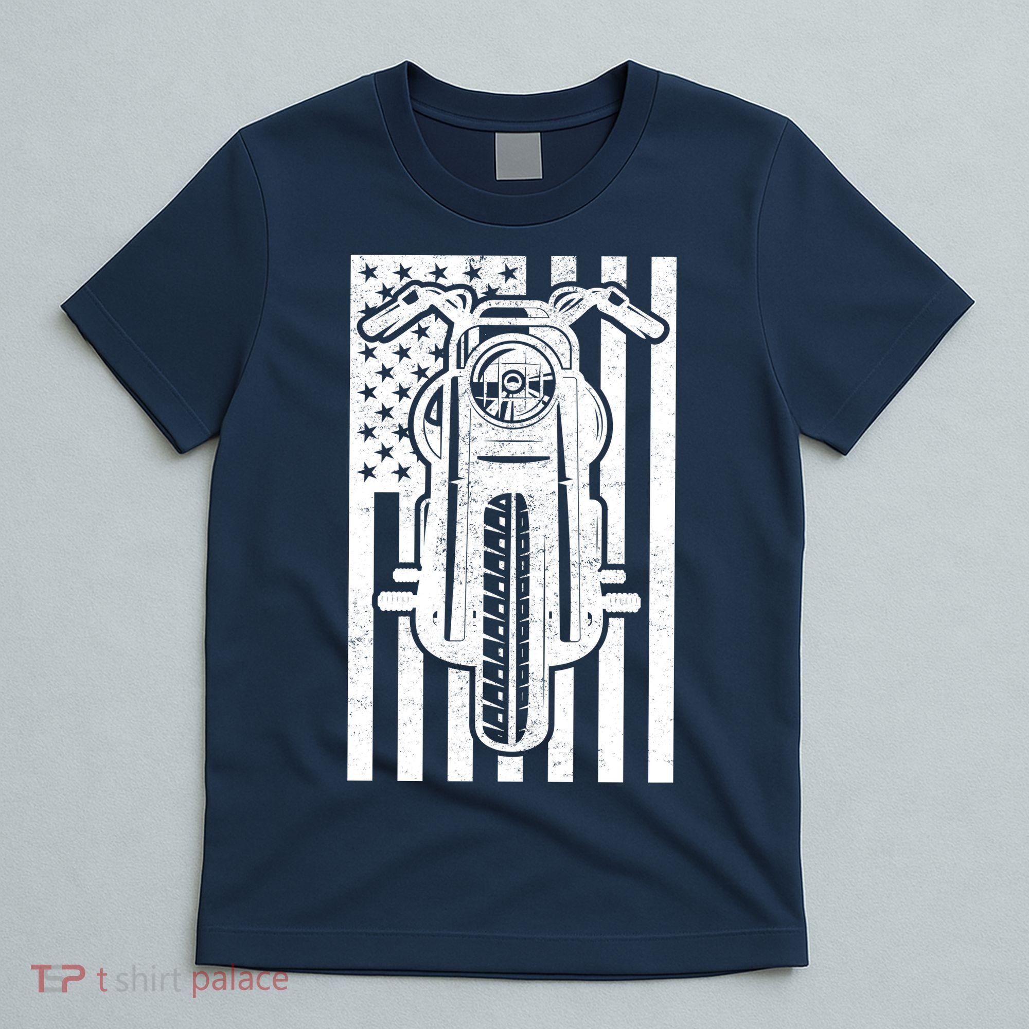 Motorcycle Biker USA Flag T-Shirt
