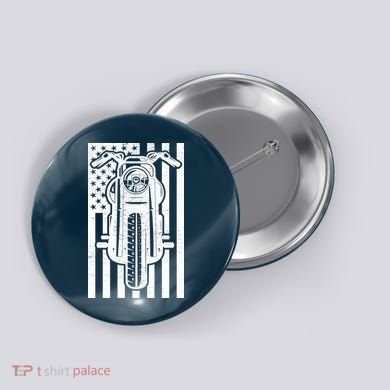 Motorcycle Biker USA Flag Button