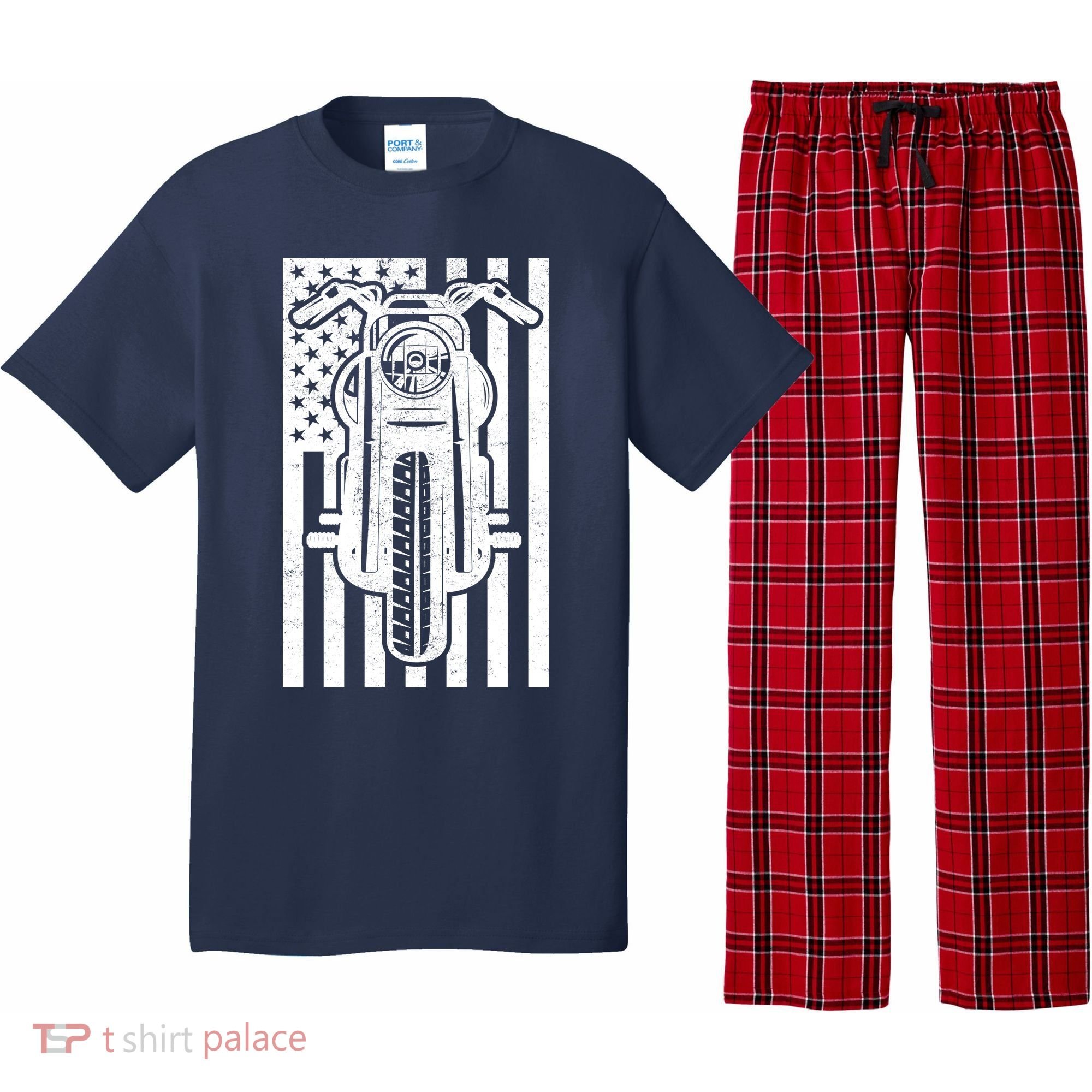 Motorcycle Biker USA Flag Pajama Set