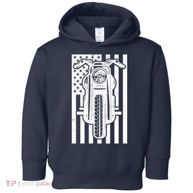 Motorcycle Biker USA Flag Toddler Hoodie