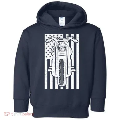 Motorcycle Biker USA Flag Toddler Hoodie