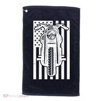 Motorcycle Biker USA Flag Golf Towel thumb 0