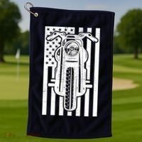 Motorcycle Biker USA Flag Golf Towel thumb 1