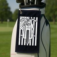 Motorcycle Biker USA Flag Golf Towel thumb 2