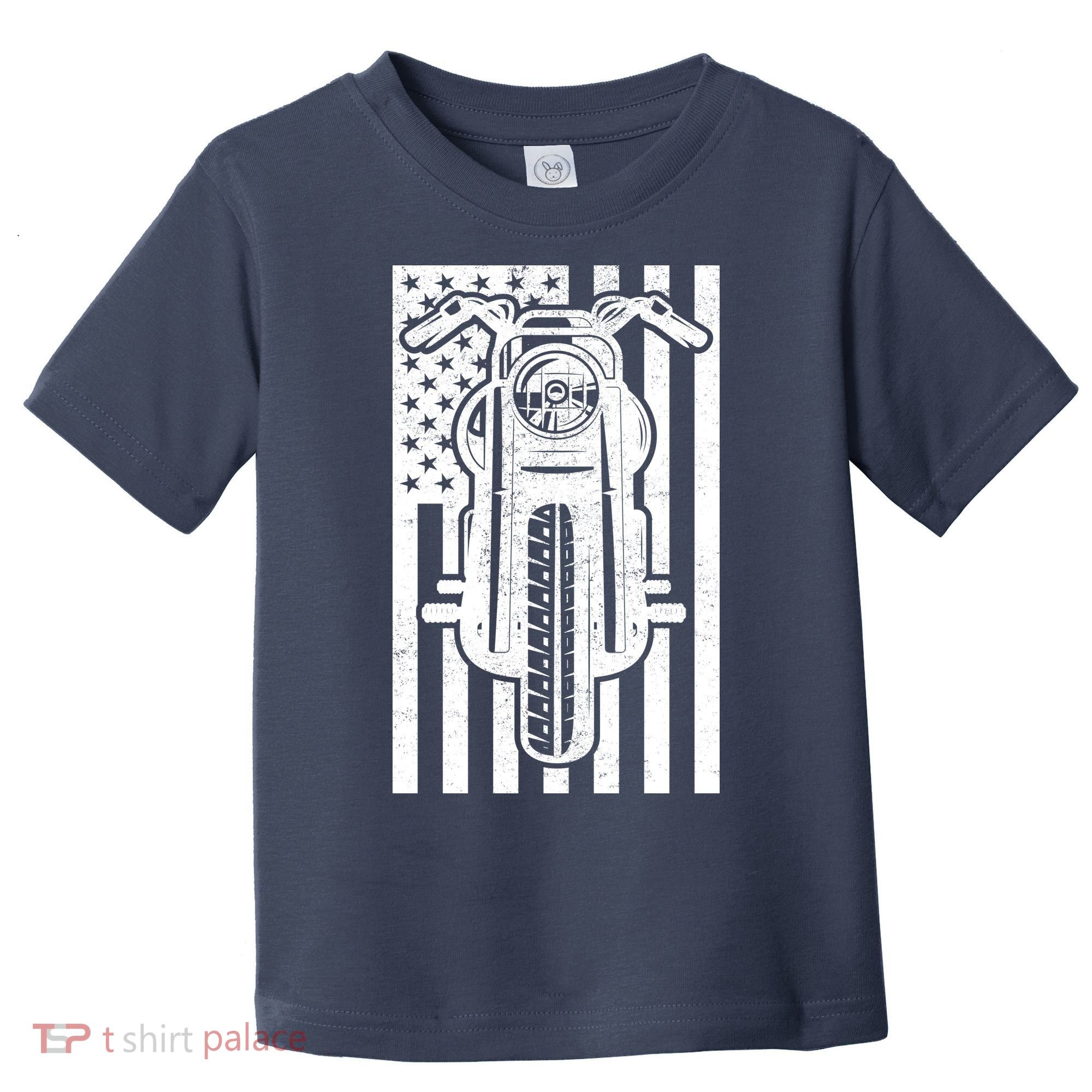 Motorcycle Biker USA Flag Toddler T-Shirt