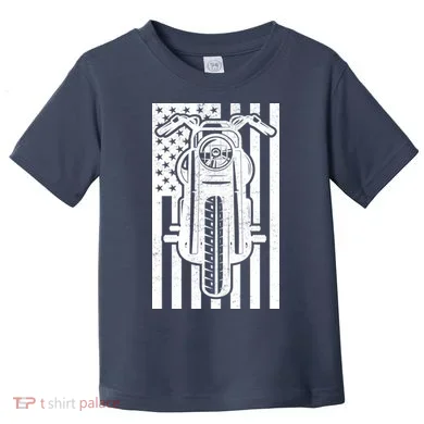 Motorcycle Biker USA Flag Toddler T-Shirt