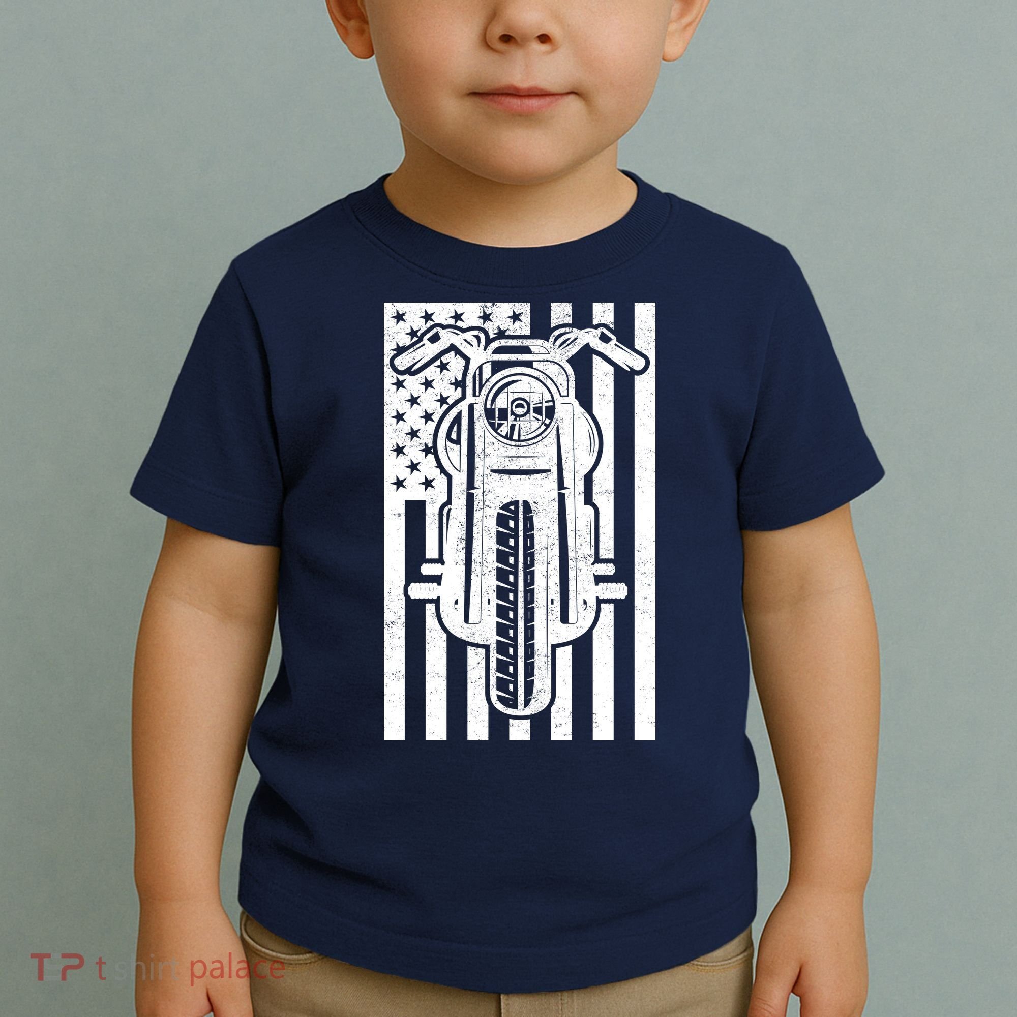 Motorcycle Biker USA Flag Toddler T-Shirt