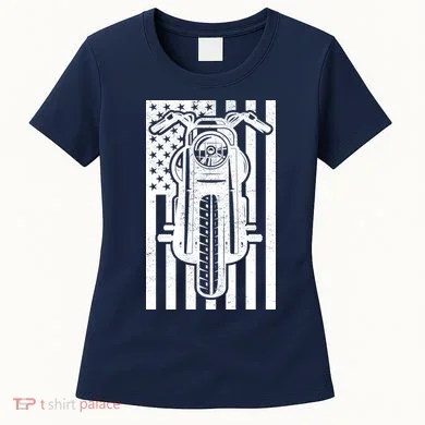 Motorcycle Biker USA Flag Women's T-Shirt
