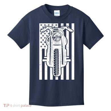Motorcycle Biker USA Flag Kids T-Shirt