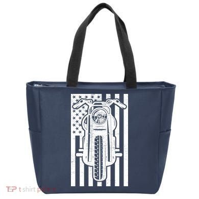 Motorcycle Biker USA Flag Tote Bag