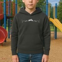 Motorcycle Heartbeat Pulse Biker Kids Hoodie thumb 2