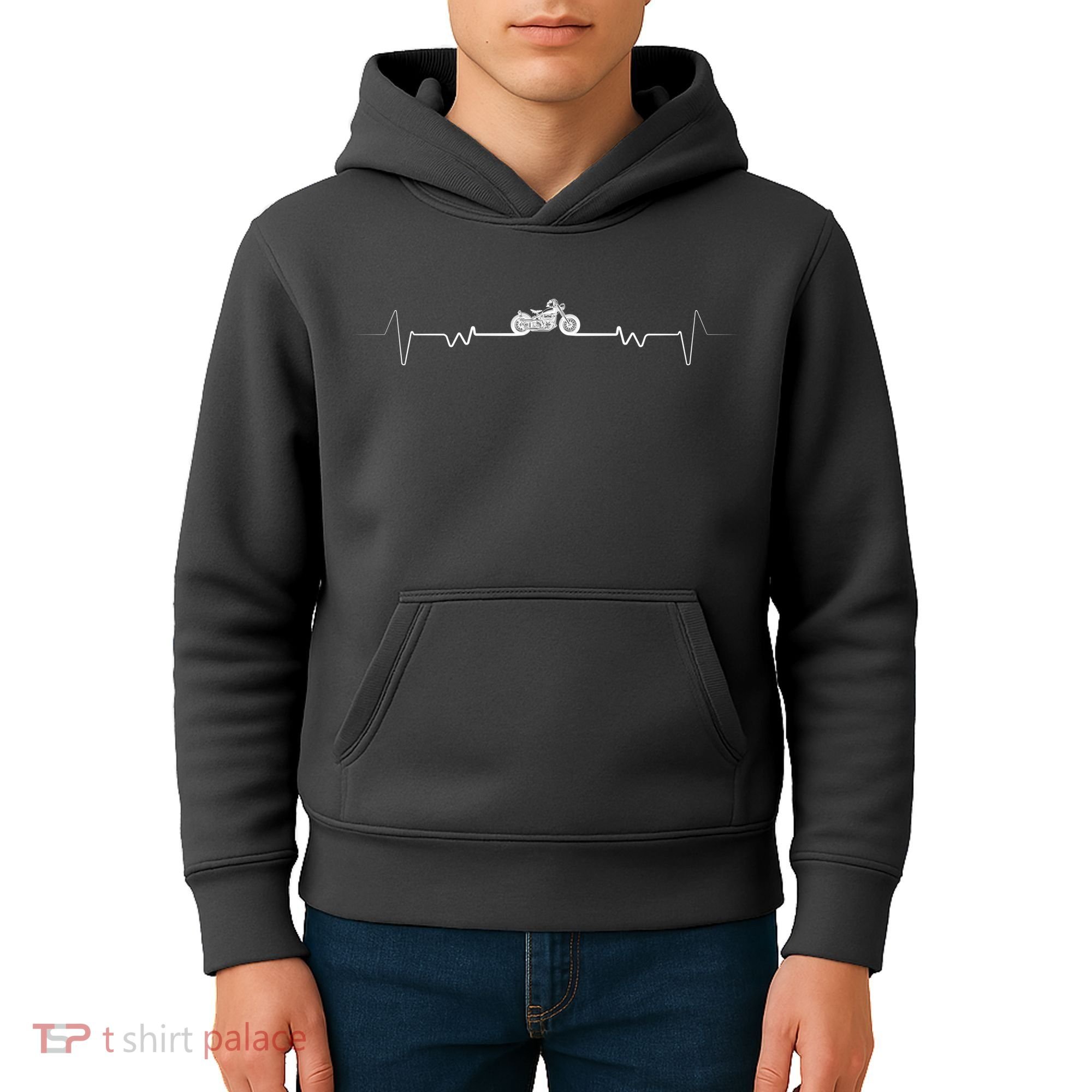 Motorcycle Heartbeat Pulse Biker Kids Hoodie