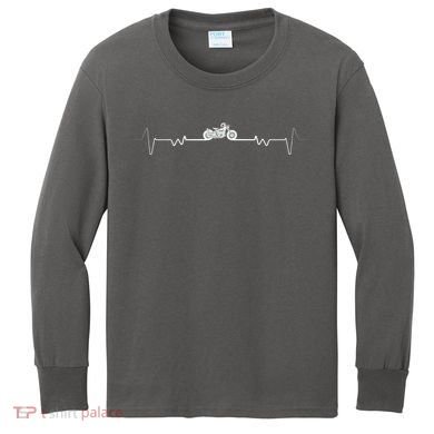 Motorcycle Heartbeat Pulse Biker Kids Long Sleeve Shirt