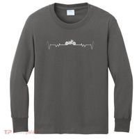 Motorcycle Heartbeat Pulse Biker Kids Long Sleeve Shirt thumb 0