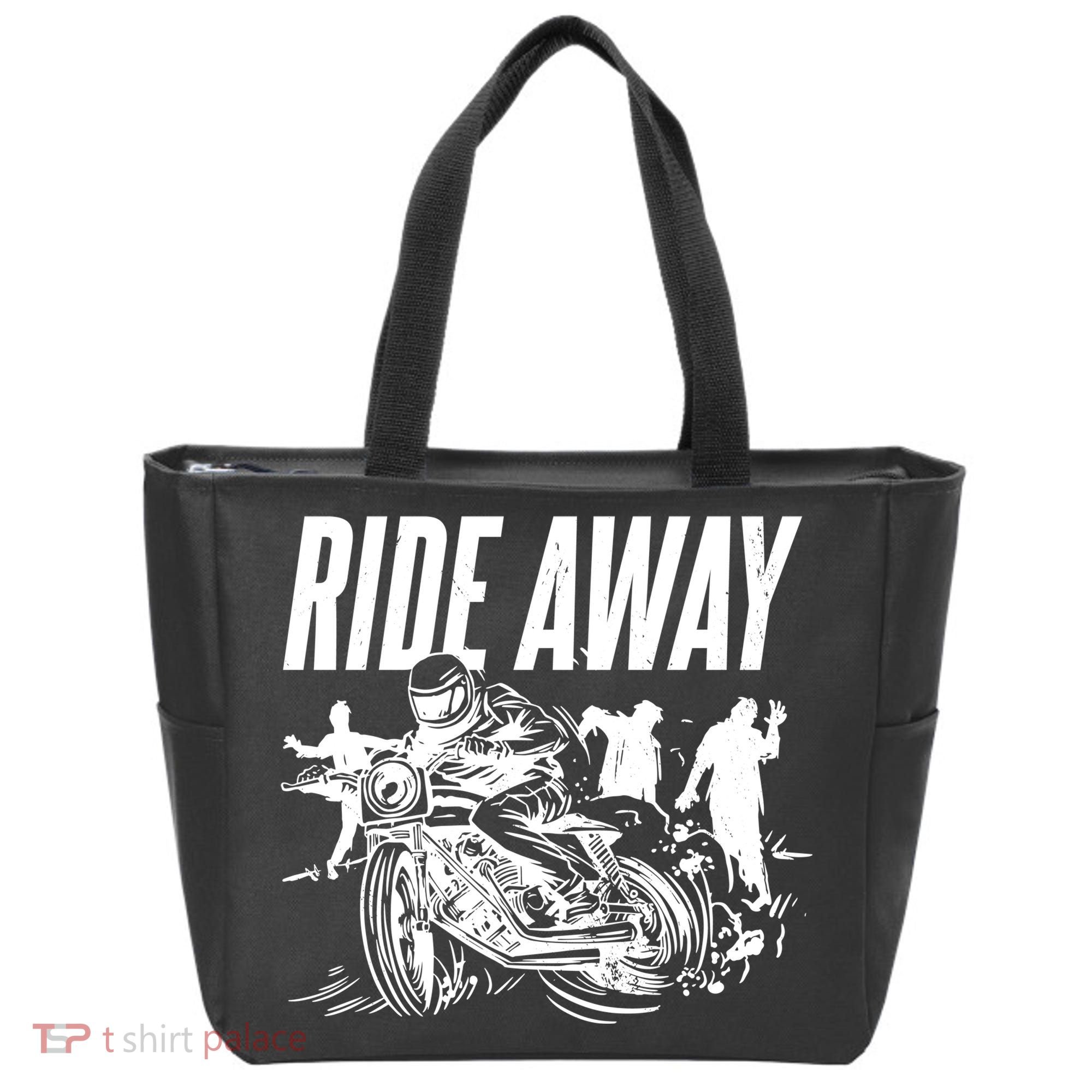Motorcycle Zombies Ride Away Tote Bag