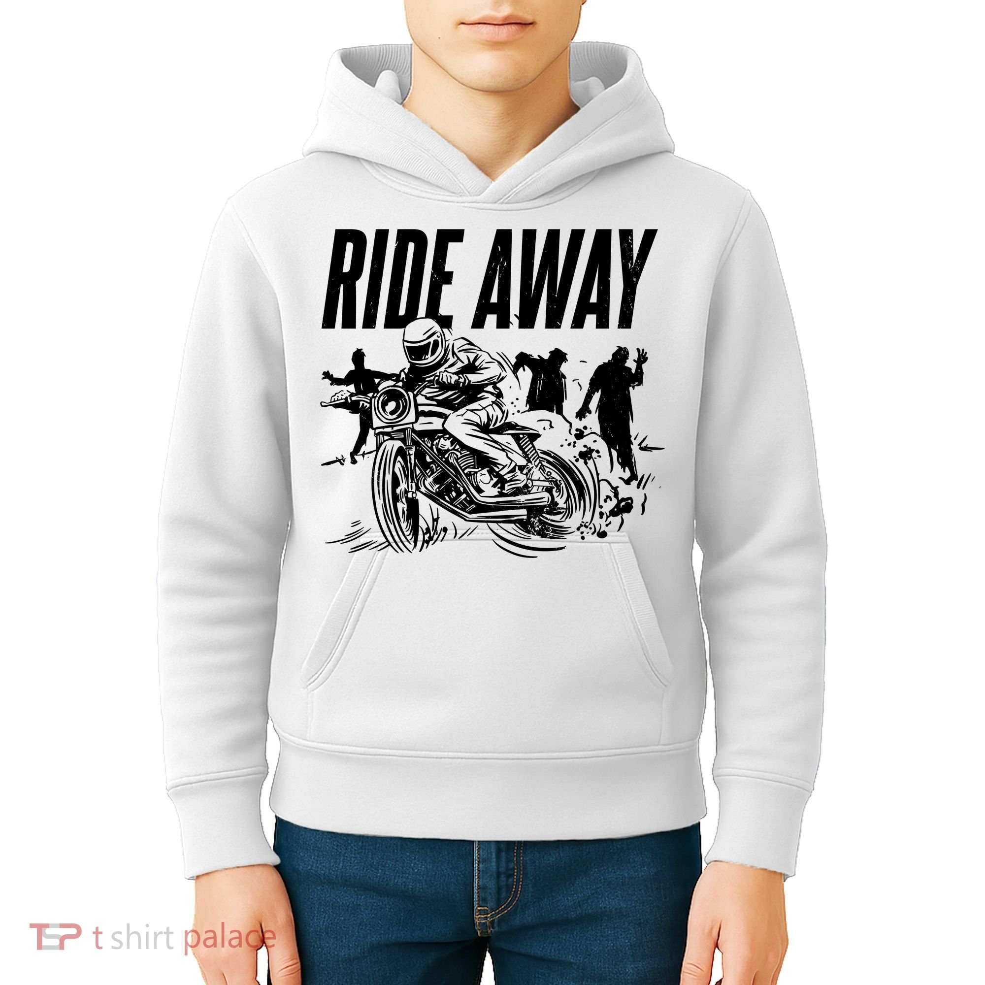 Motorcycle Zombies Ride Away Kids Hoodie