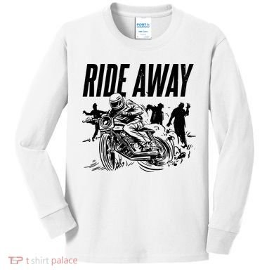 Motorcycle Zombies Ride Away Kids Long Sleeve Shirt