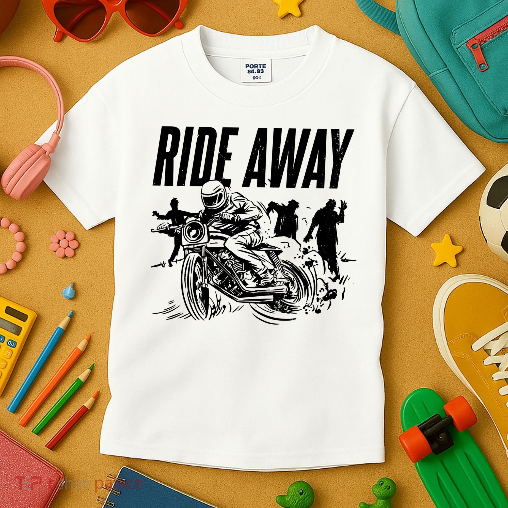 Motorcycle Zombies Ride Away Kids T-Shirt
