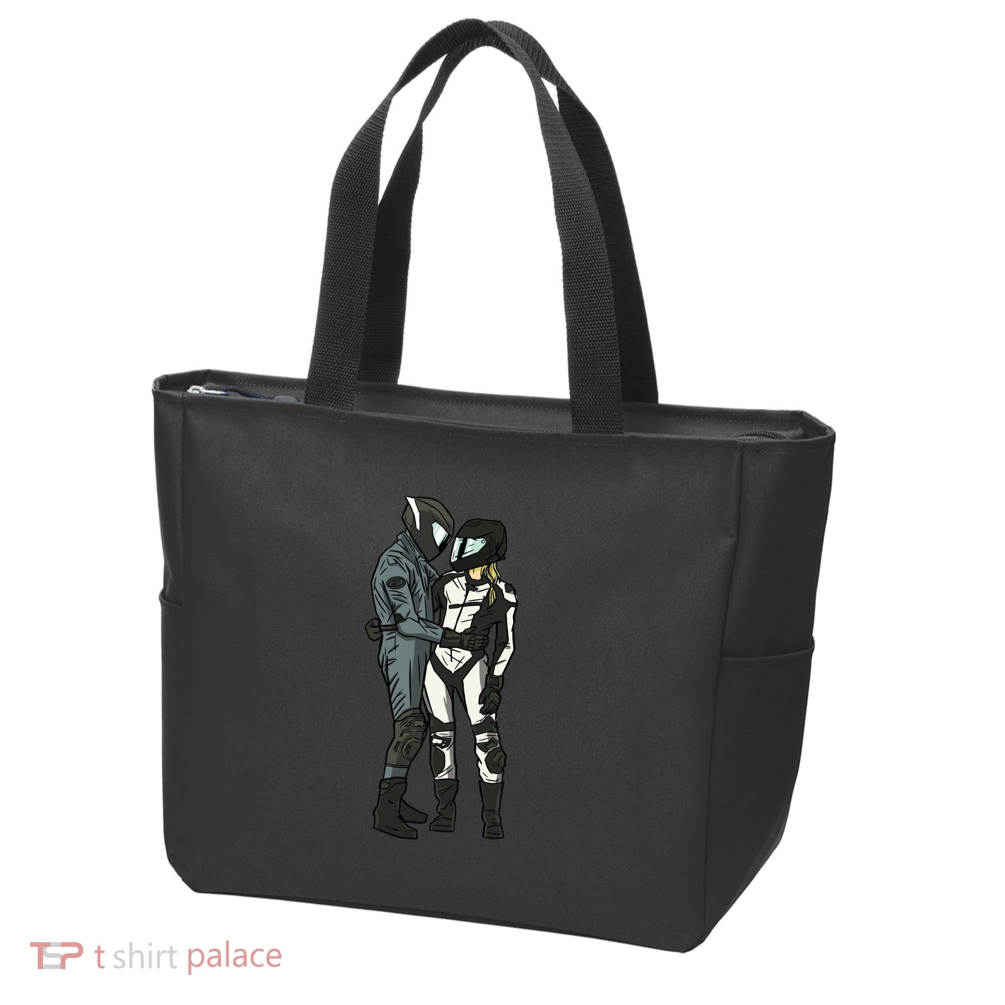 Motorcyclist Couple Tote Bag