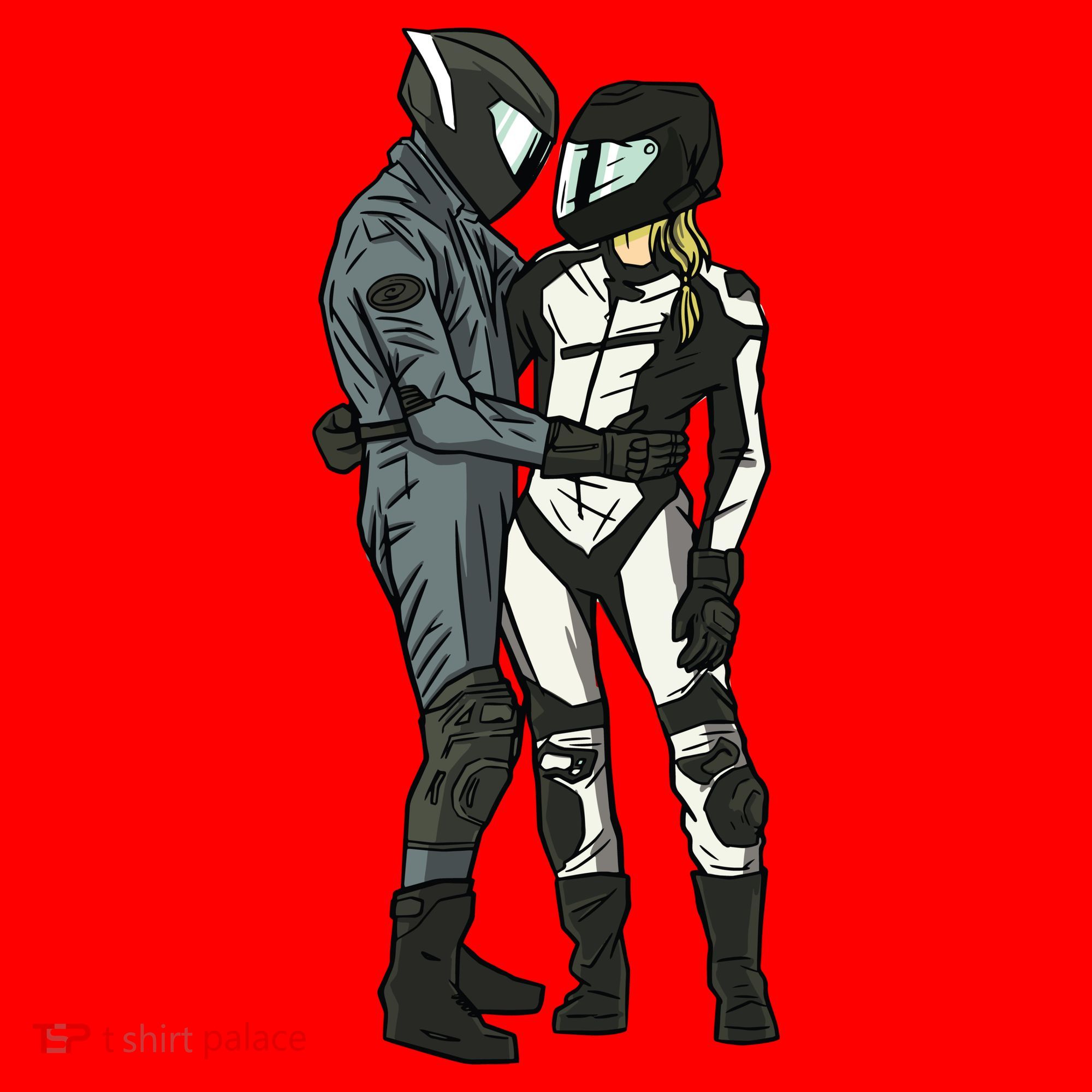 Motorcyclist Couple Santa Hat