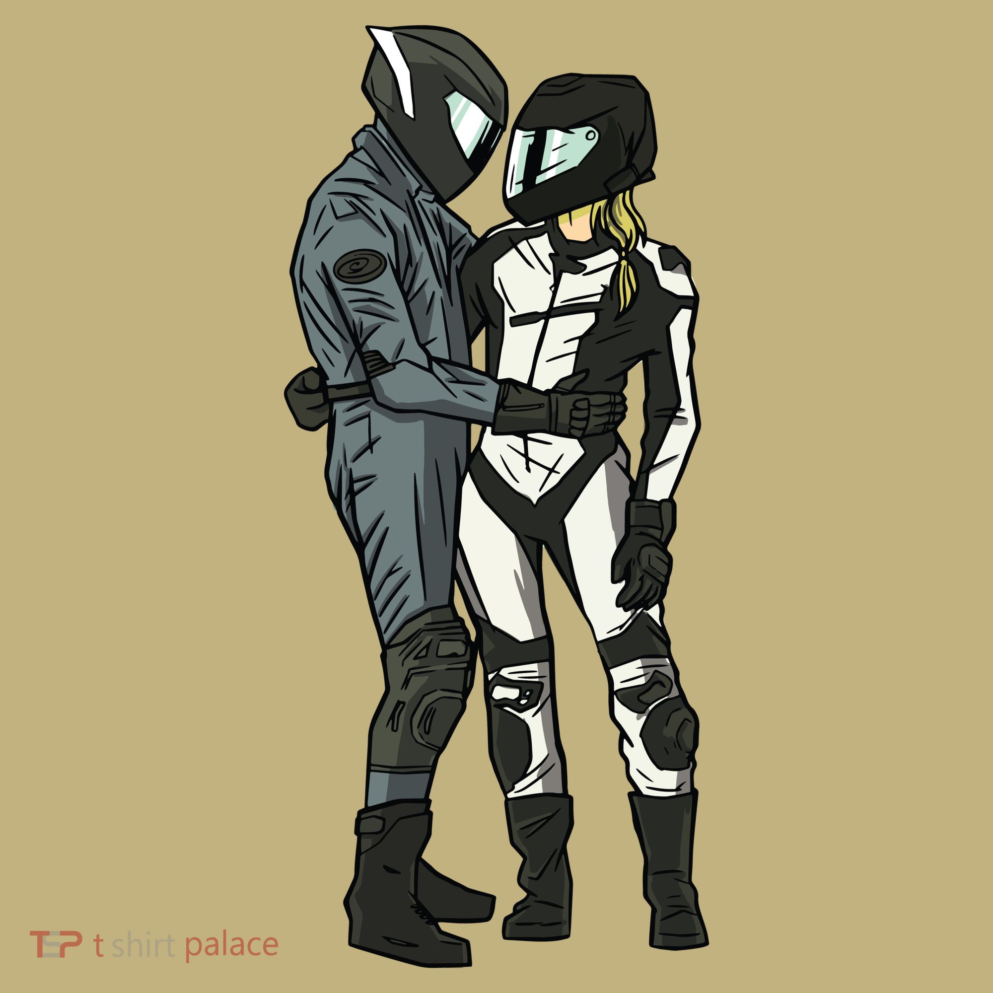 Motorcyclist Couple Kids T-Shirt