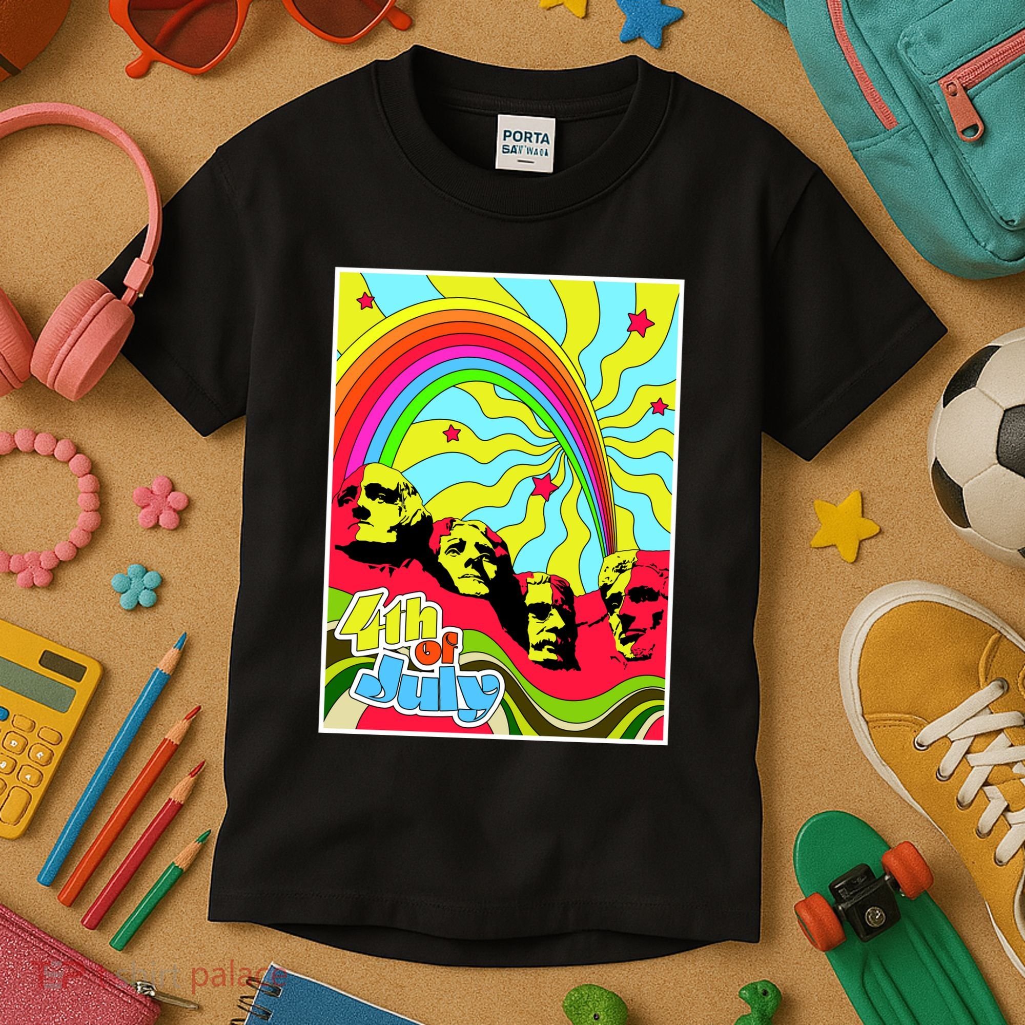 Mount Rushmore 4th of July Abstract Kids T-Shirt