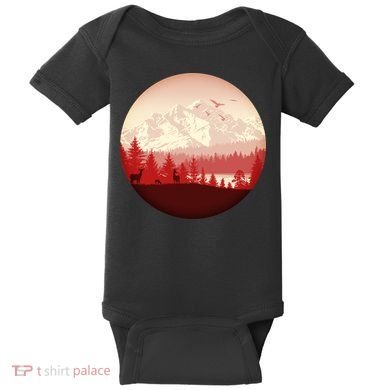 Mountain Wilderness Wildlife Baby Bodysuit