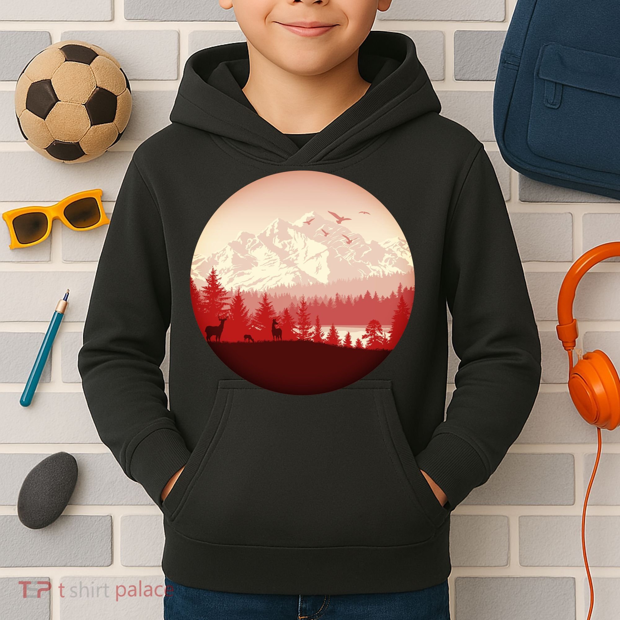 Mountain Wilderness Wildlife Kids Hoodie
