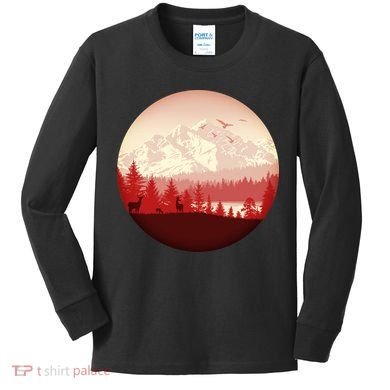 Mountain Wilderness Wildlife Kids Long Sleeve Shirt