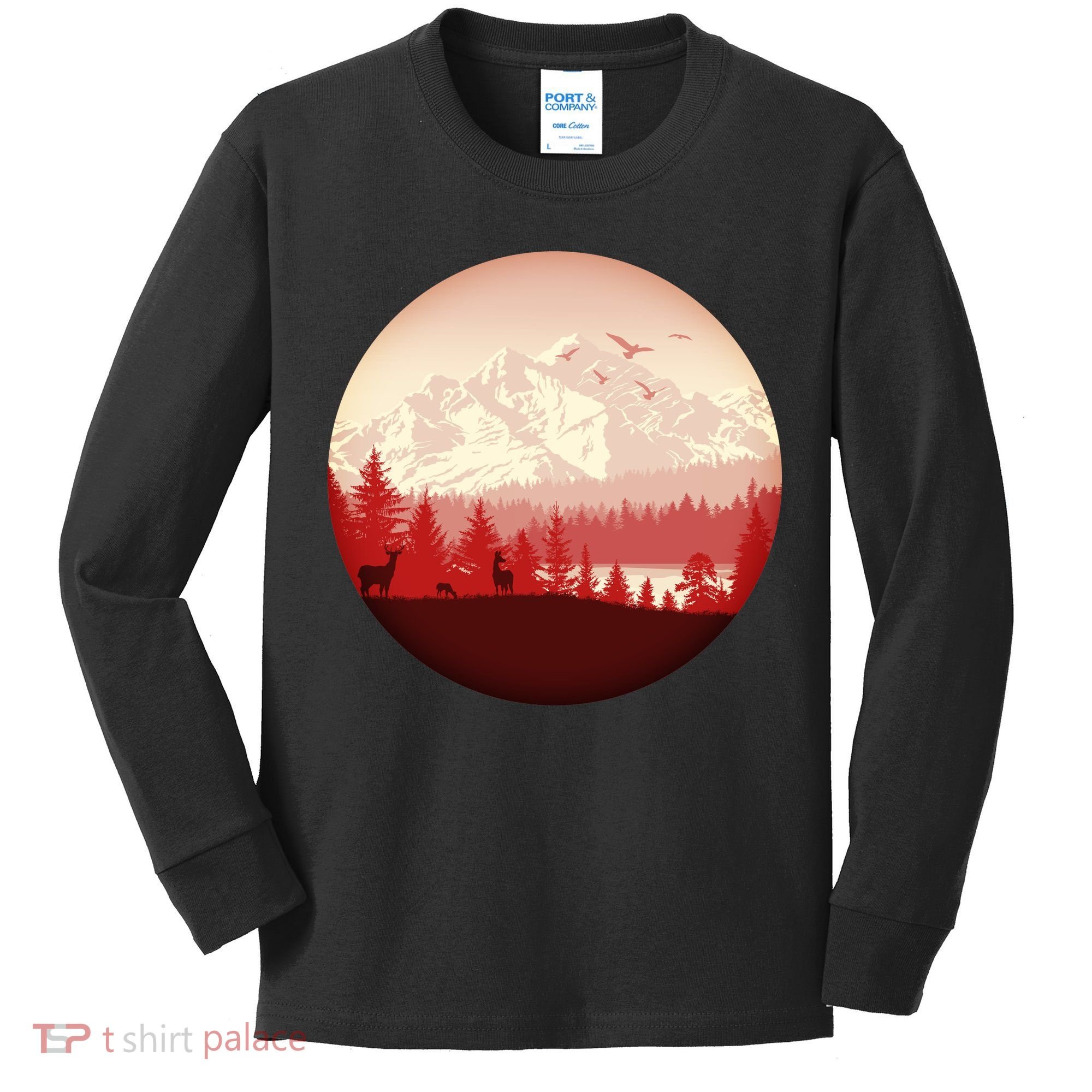 Mountain Wilderness Wildlife Kids Long Sleeve Shirt