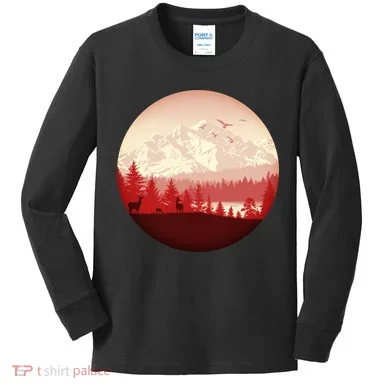 Mountain Wilderness Wildlife Kids Long Sleeve Shirt