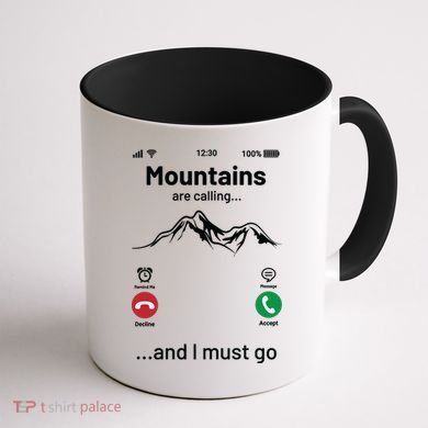 Mountains Are Calling Funny Nature Design Coffee Mug back
