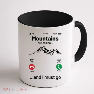 Mountains Are Calling Funny Nature Design Coffee Mug back